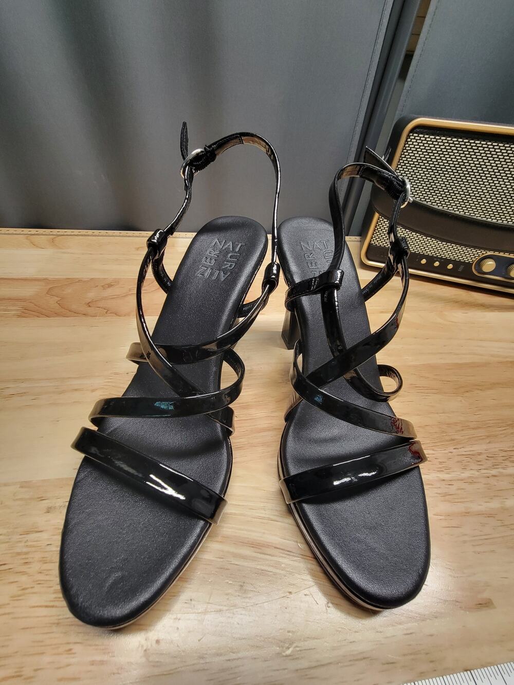 Naturalizer Luisa Dress Heel Sandals Women's 7M Black Patent Leather Buckle